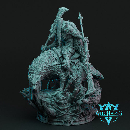 FACELESS KING ON DREADHOUND MOUNT - WITCHSONG MINIATURES 32MM