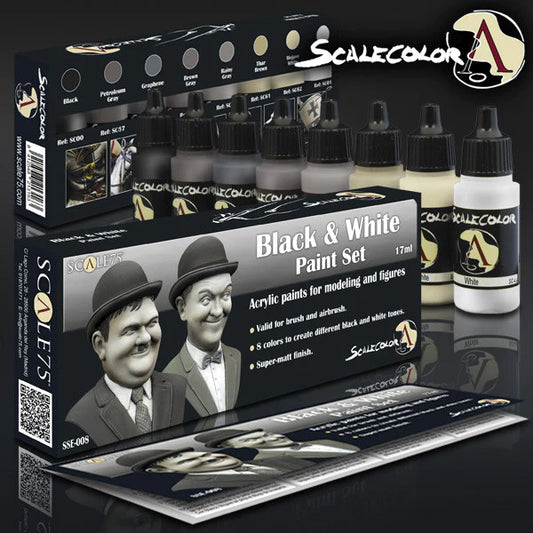 SCALE 75 SCALECOLOR BLACK AND WHITE PAINT SET