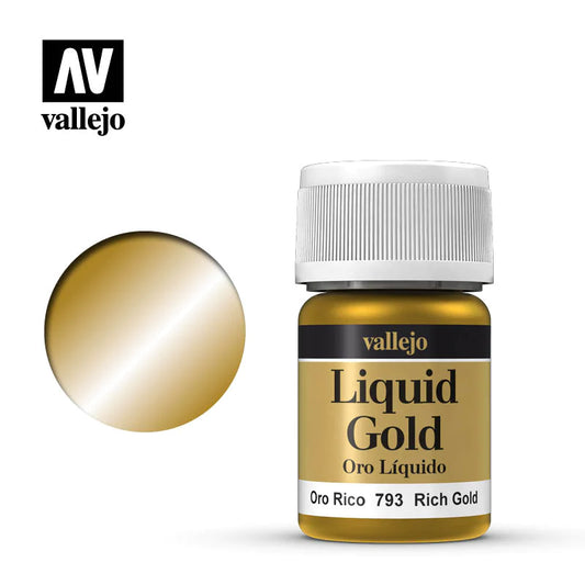 VALLEJO MODEL COLOR – METALLISCHES FLÜSSIGES REICHES GOLD (ALKOHOLBASIS) 35 ML
