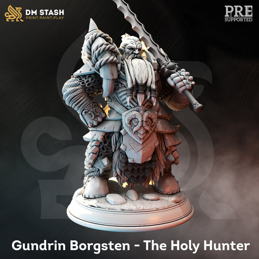 DM STASH -  GUNDRIN BORGSTEN - THE HOLY HUNTER 32MM - Miniature Mage - D&D MINIATURES AUSTRALIA, Dwarf, The Grand Hunt