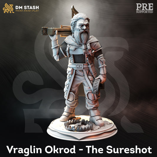 DM STASH - VRAGLIN OKROD - THE SURESHOT 32MM - Miniature Mage - D&D MINIATURES AUSTRALIA, Dwarf, The Grand Hunt